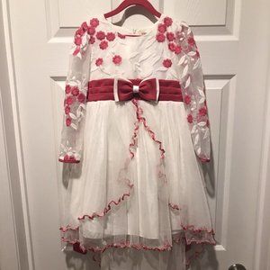 Richie House Los Angeles Girls Size 6 Pink & White High Low Dress